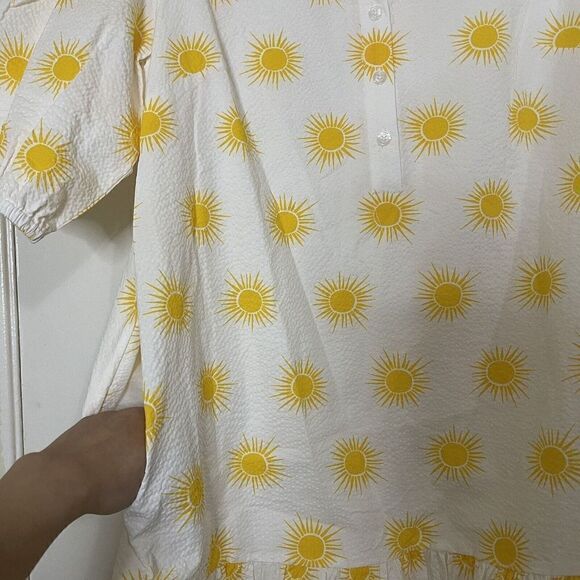 NWOT KATE SPADE SUNS LAKE YELLOW FLORAL 2 WAY BELTED DROP WAIST DRESS MEDIUM - Picture 10 of 11